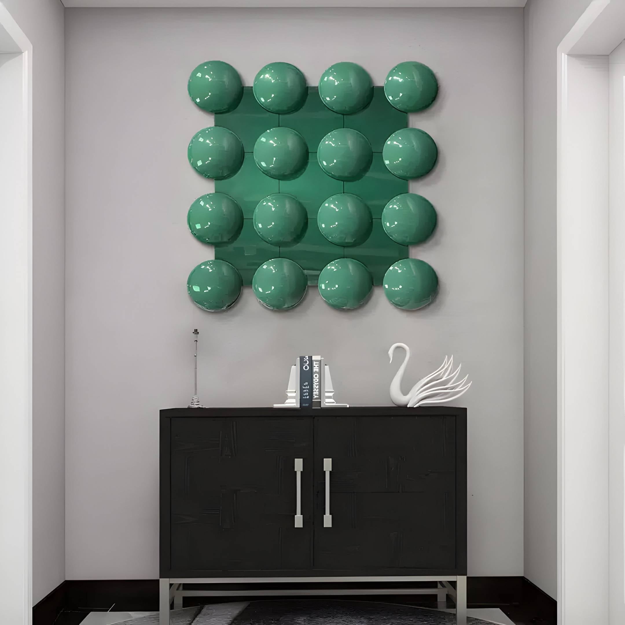 Orbessa Green Bubble Grid Square Acrylic 3D Wall Art