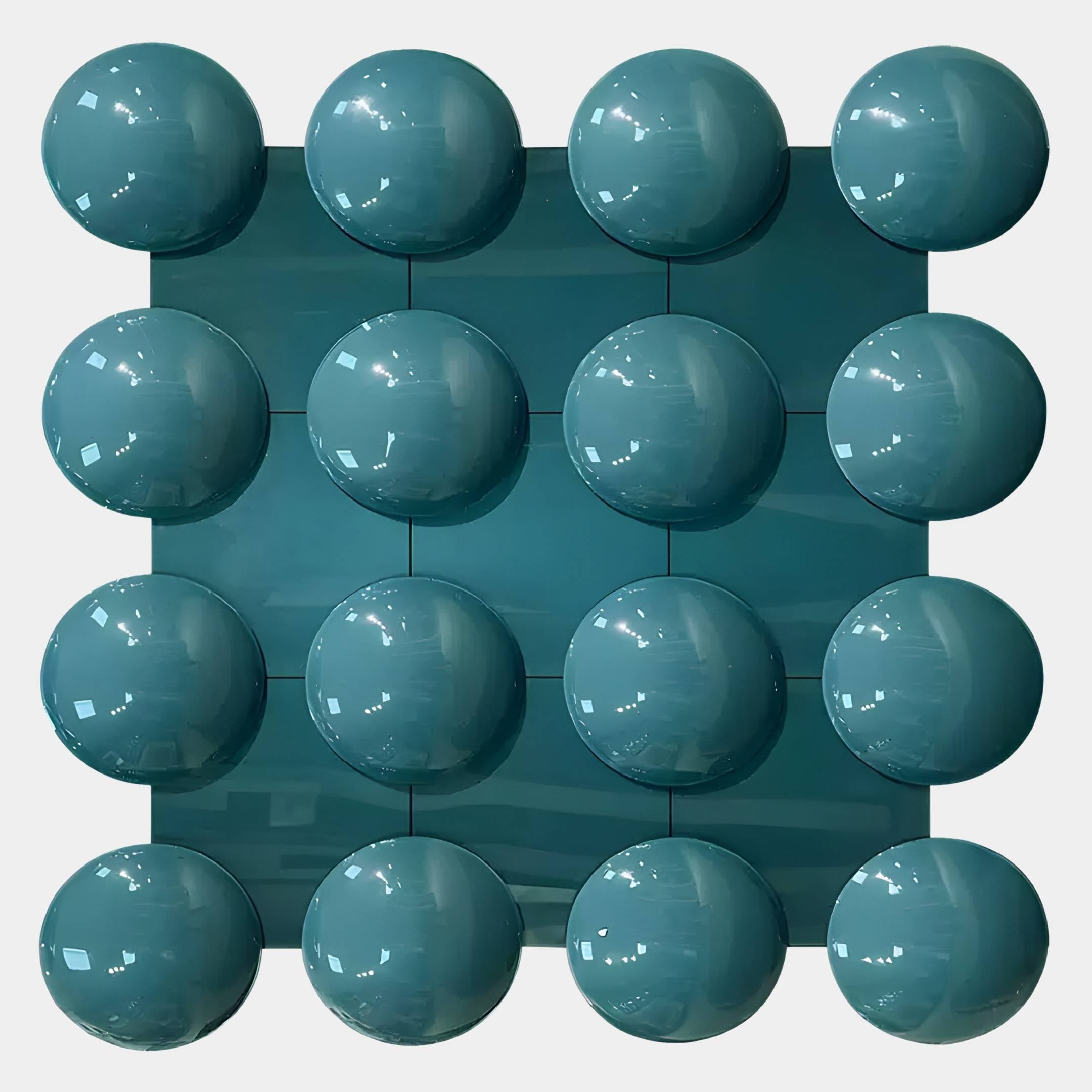 Orbessa Teal Bubble Grid Square Acrylic 3D Wall Art