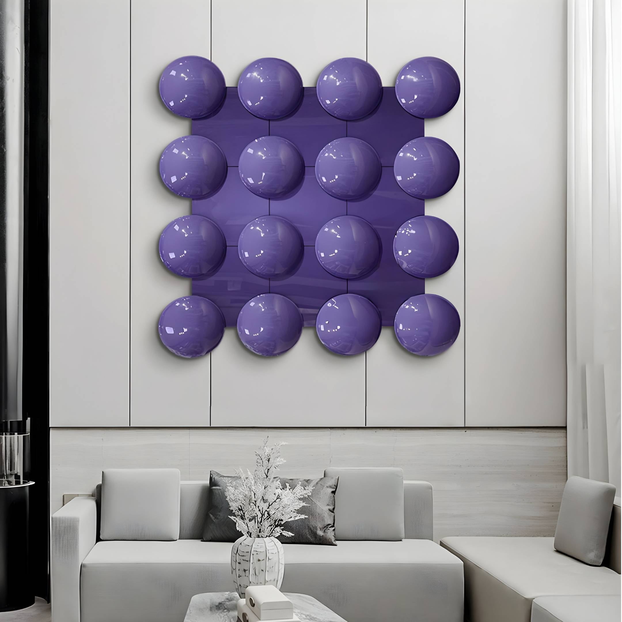Orbessa Violet Bubble Grid Square Acrylic 3D Wall Art