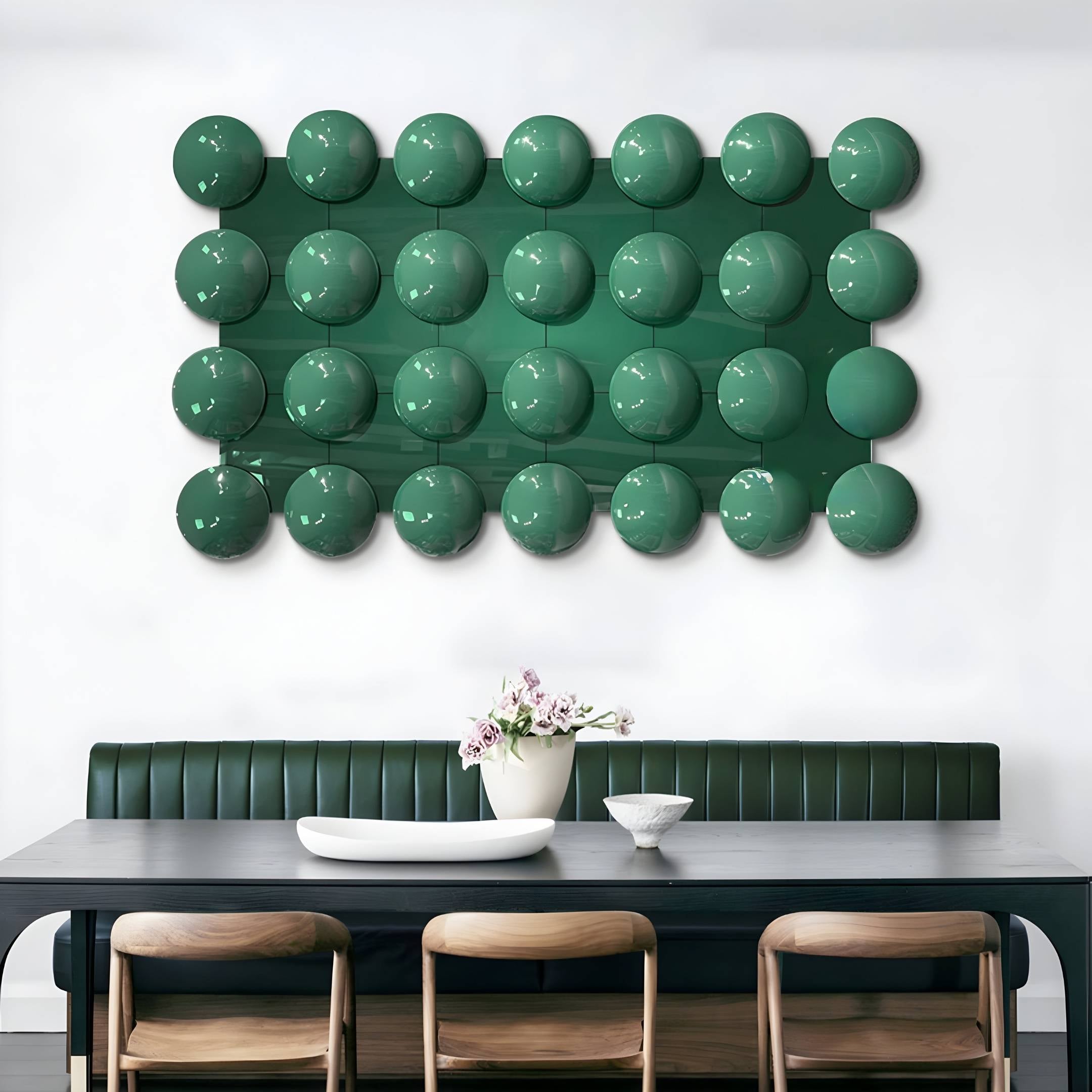 Orbessa Green Bubble Grid Linear Acrylic 3D Wall Art