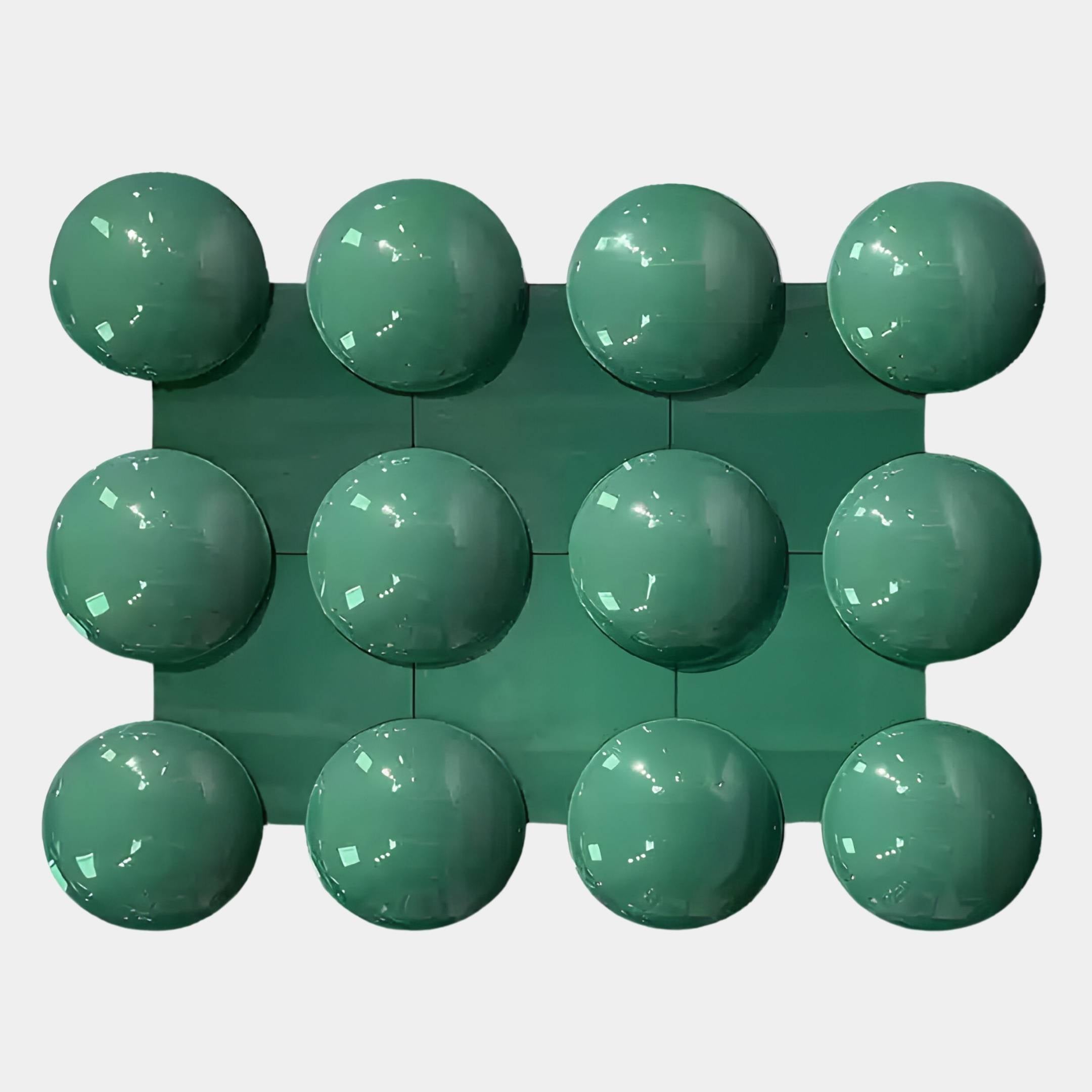 Orbessa Green Bubble Grid Rectangle Acrylic 3D Wall Art
