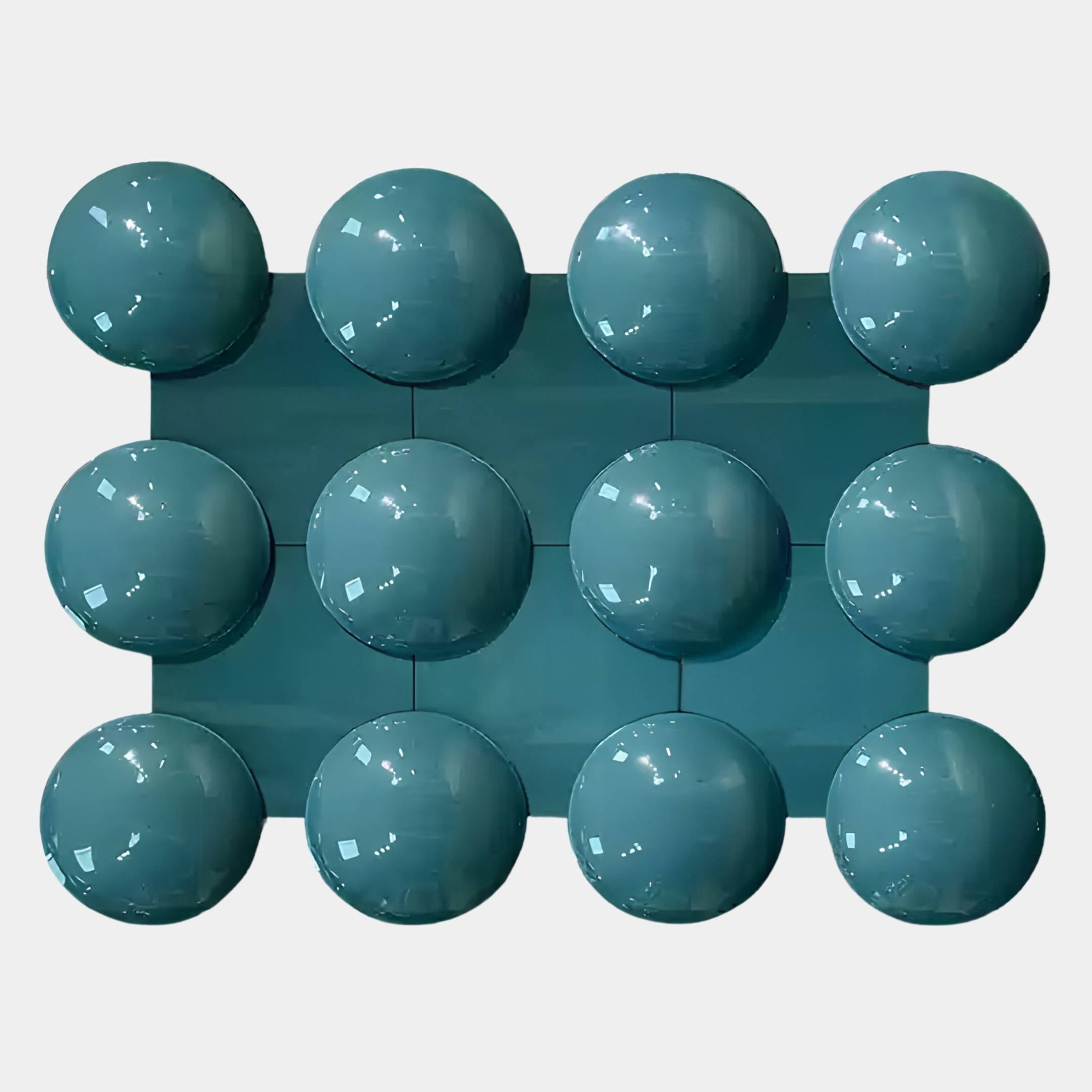 Orbessa Teal Bubble Grid Rectangle Acrylic 3D Wall Art