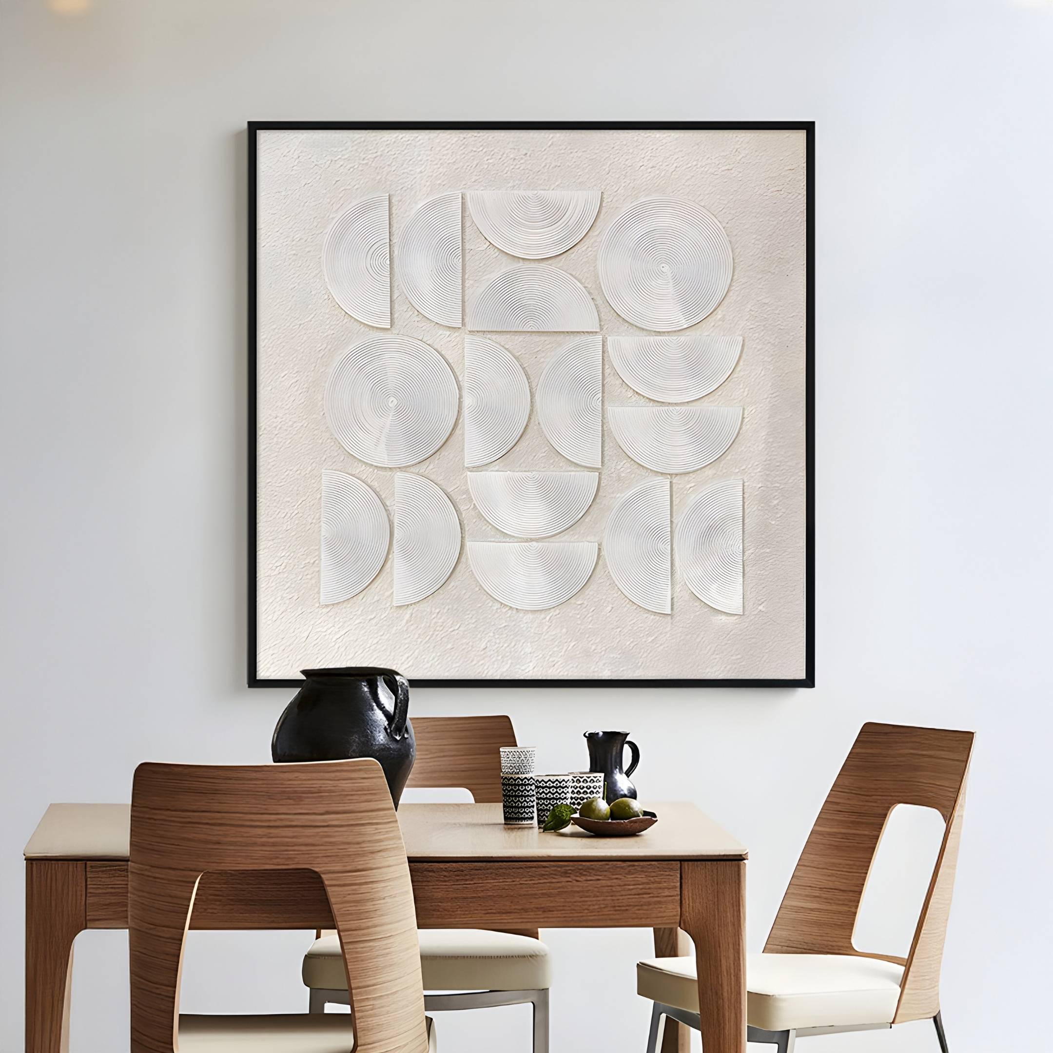 Sonique Cream Geometric Wood Relief 3D Wall Art