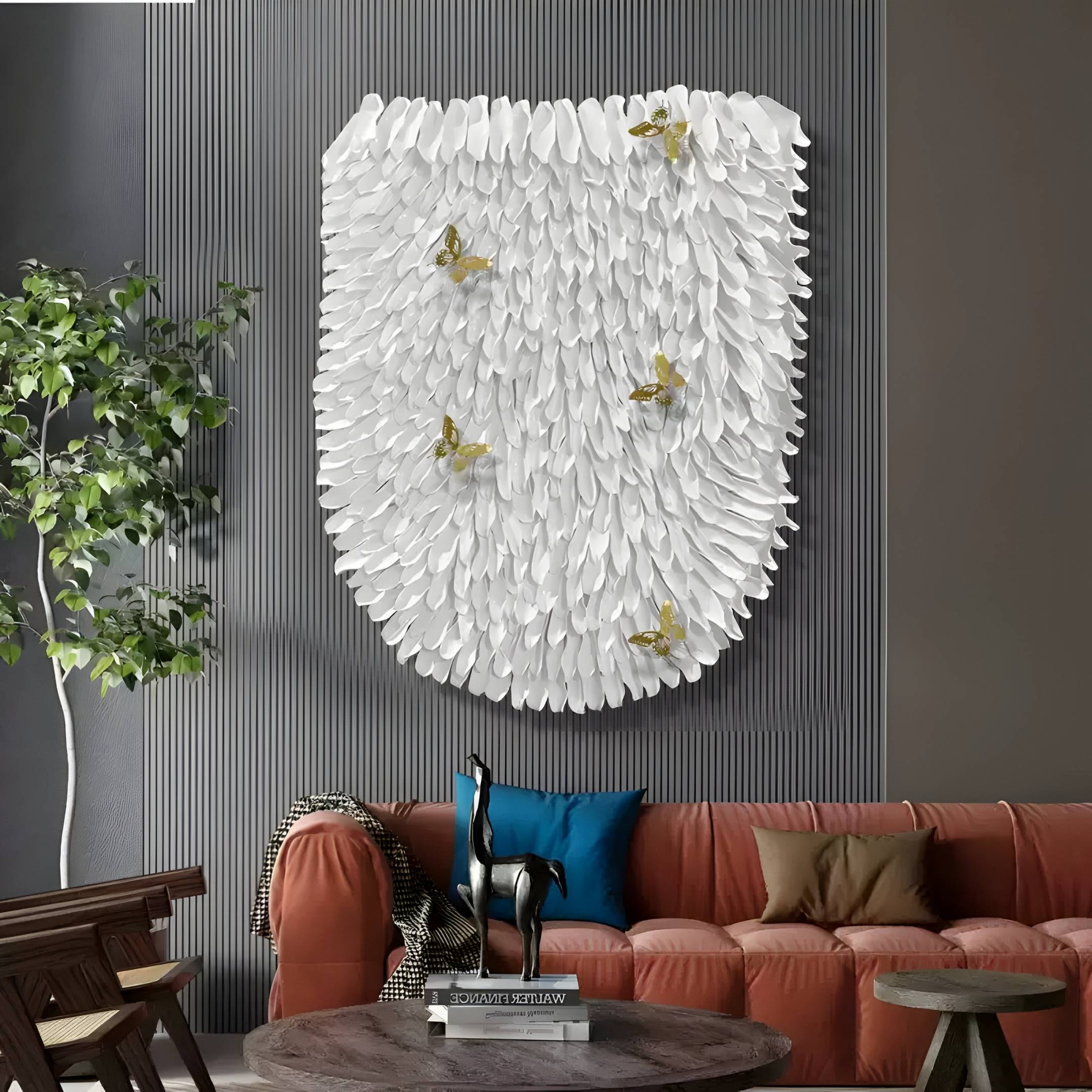 Papillara Gold Butterfly Feathered Acrylic 3D Wall Art