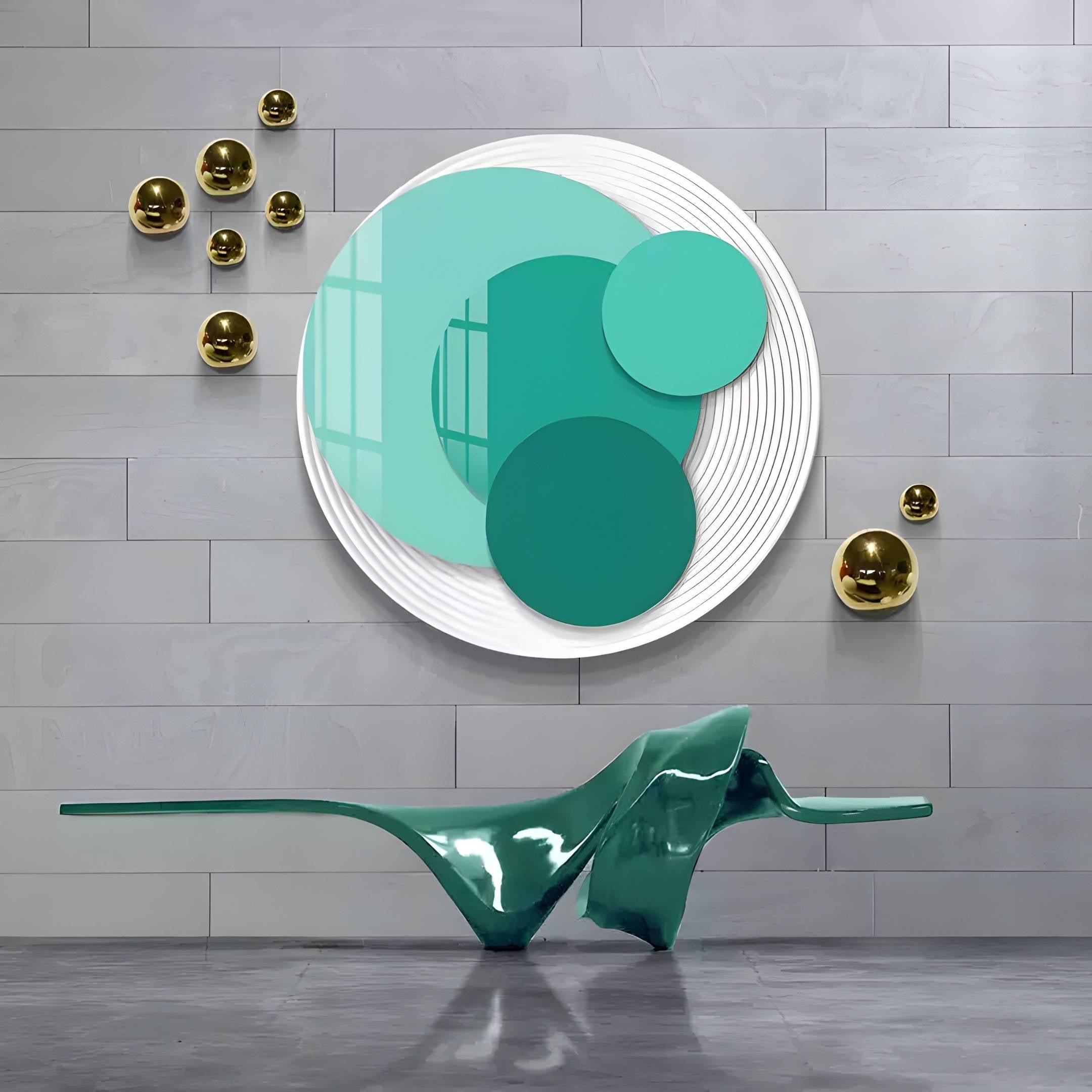 Cirelo Teal & Mint Disc Acrylic 3D Wall Art With Metal Balls
