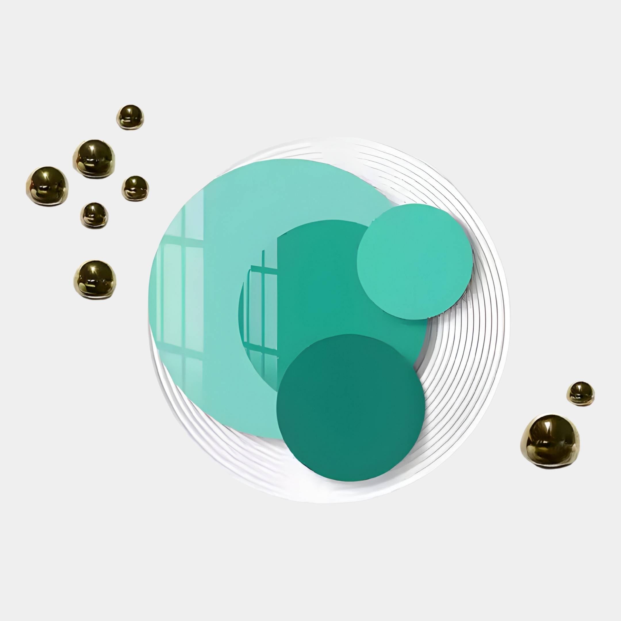 Cirelo Teal & Mint Disc Acrylic 3D Wall Art With Metal Balls