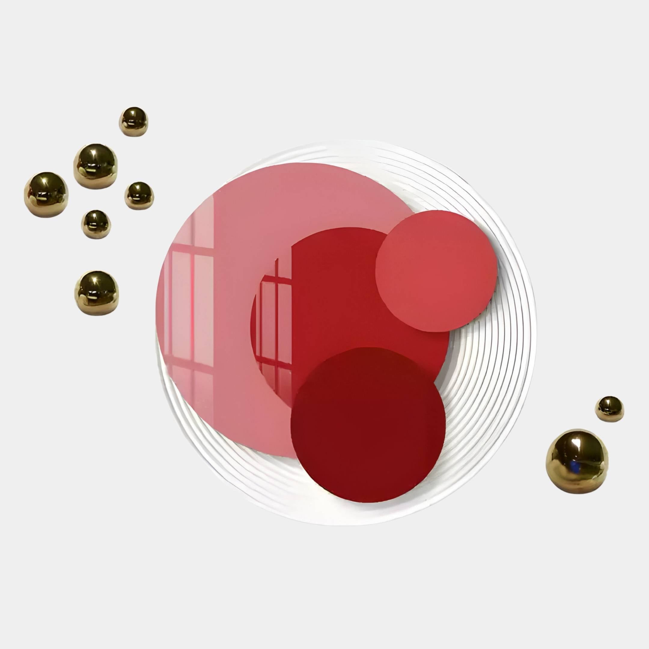 Cirelo Rose & Crimson Disc Acrylic 3D Wall Art With Metal Balls