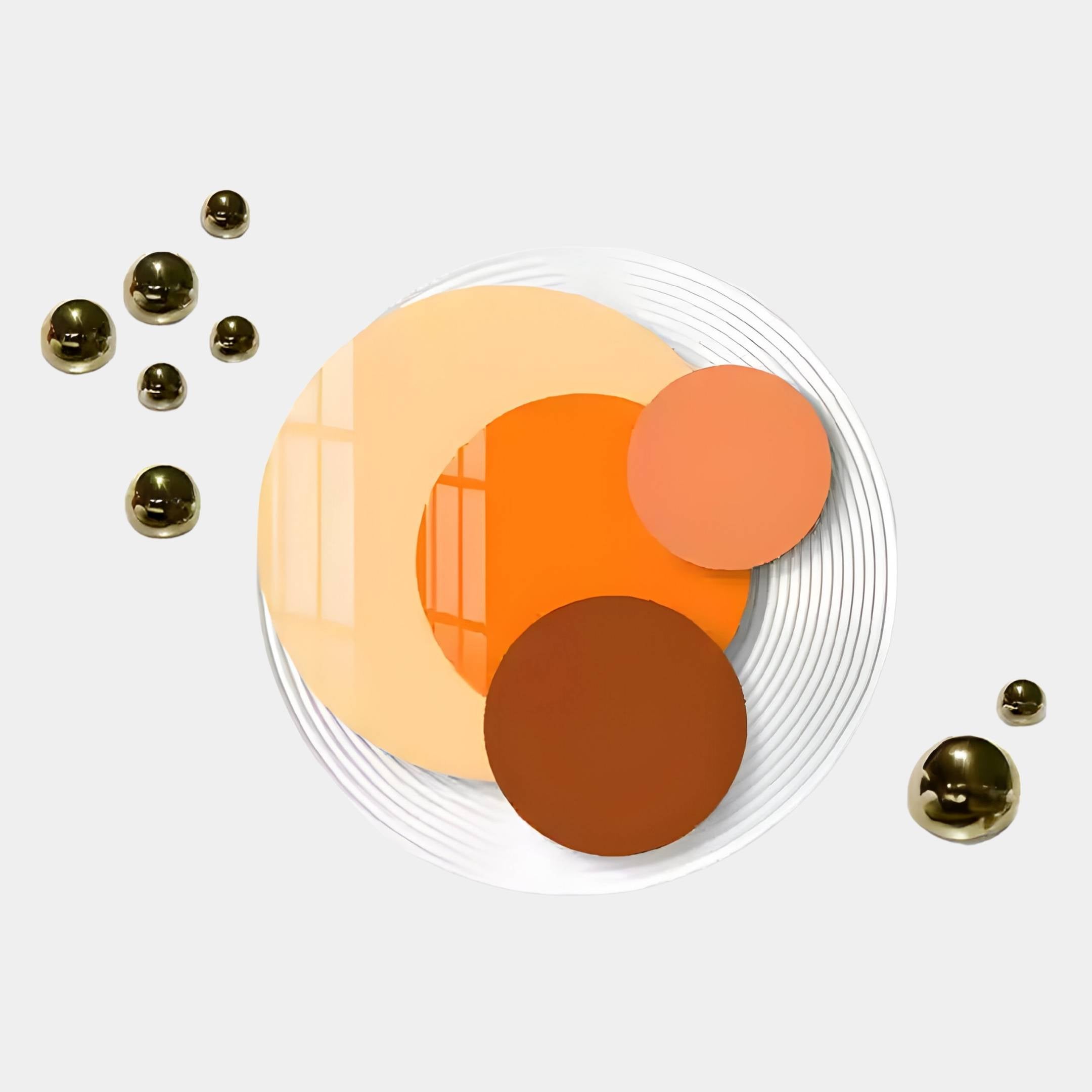Cirelo Amber & Orange Disc Acrylic 3D Wall Art With Metal Balls