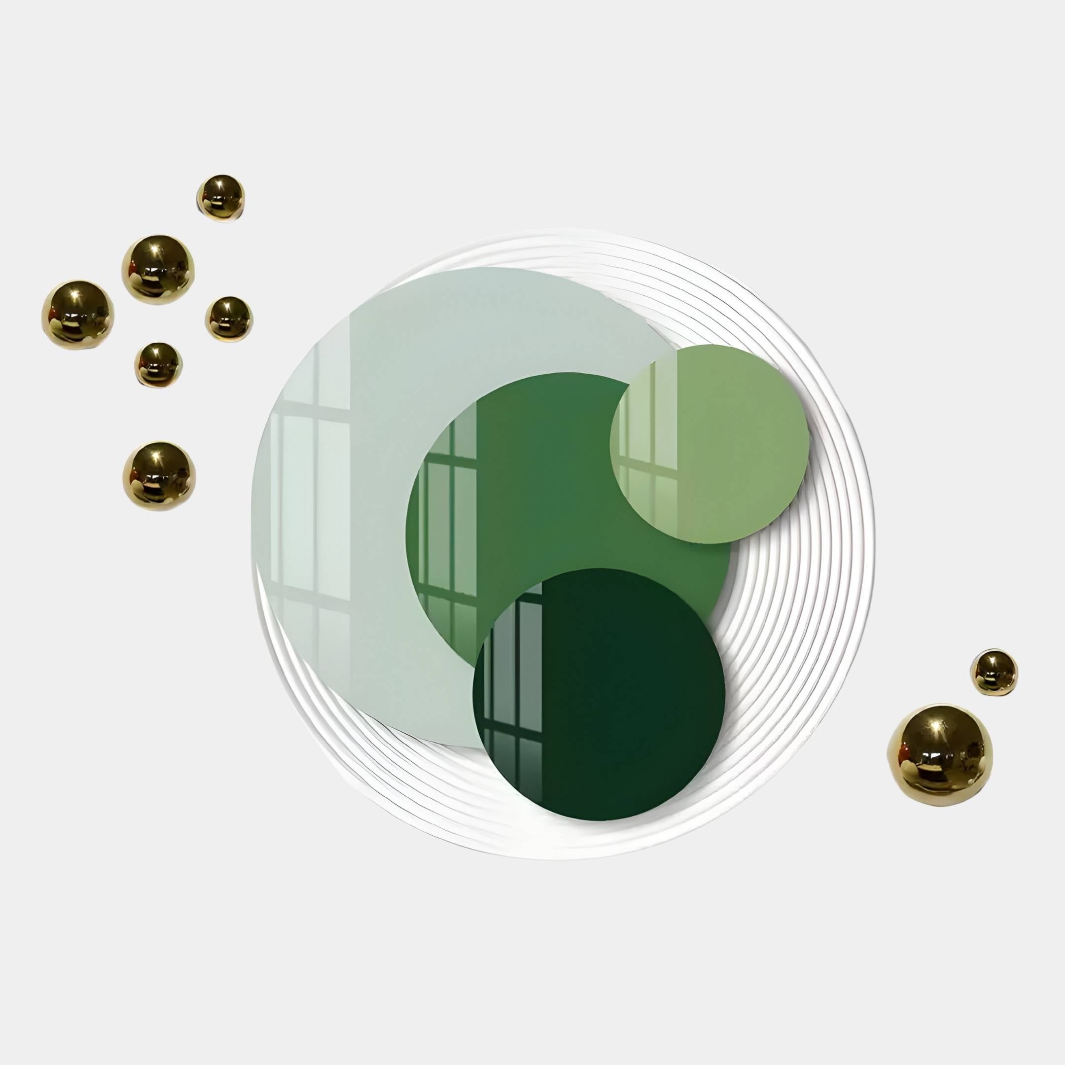 Cirelo Olive & Forest Disc Acrylic 3D Wall Art With Metal Balls