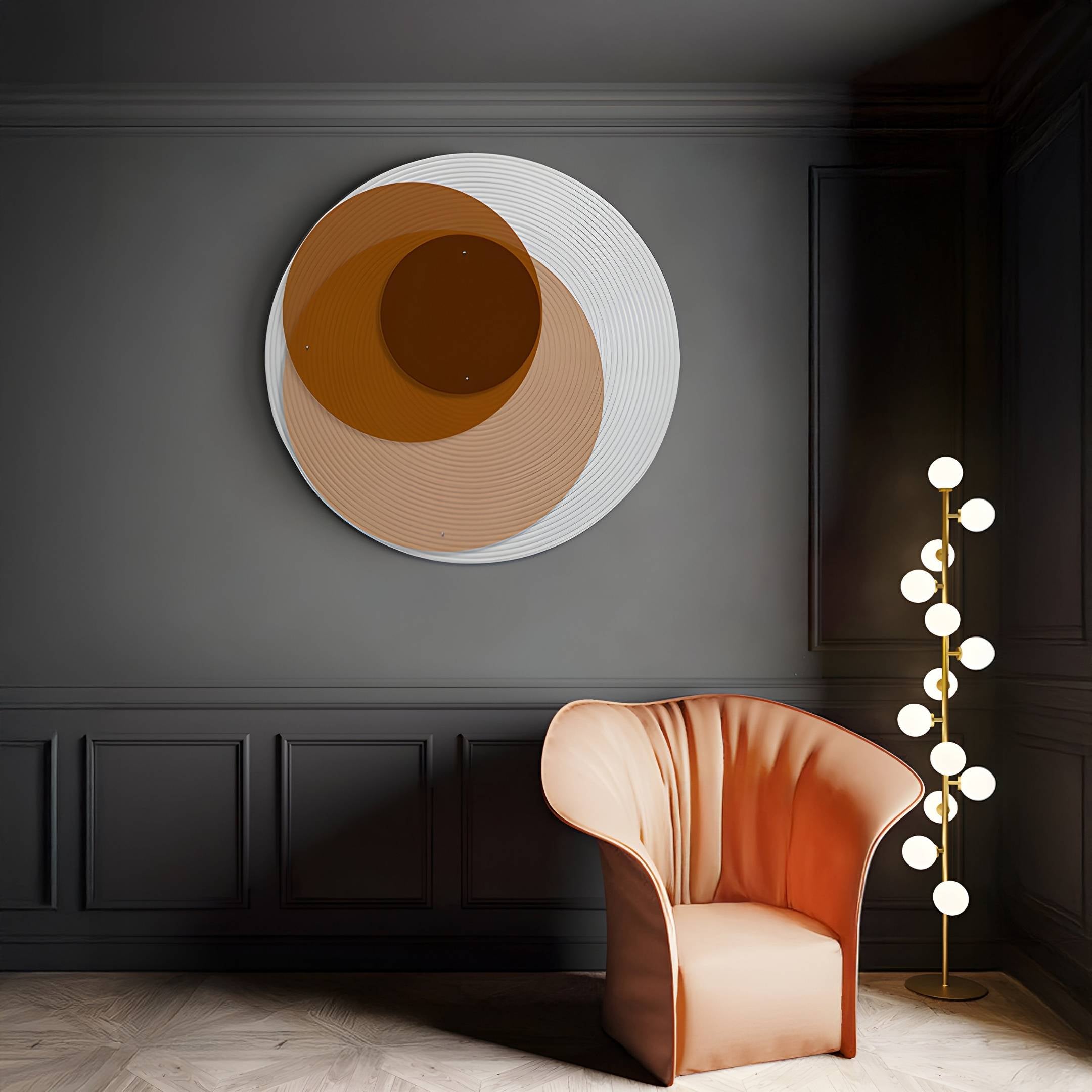 Volyra Warm Ochre Disc Wood & Acrylic 3D Wall Art