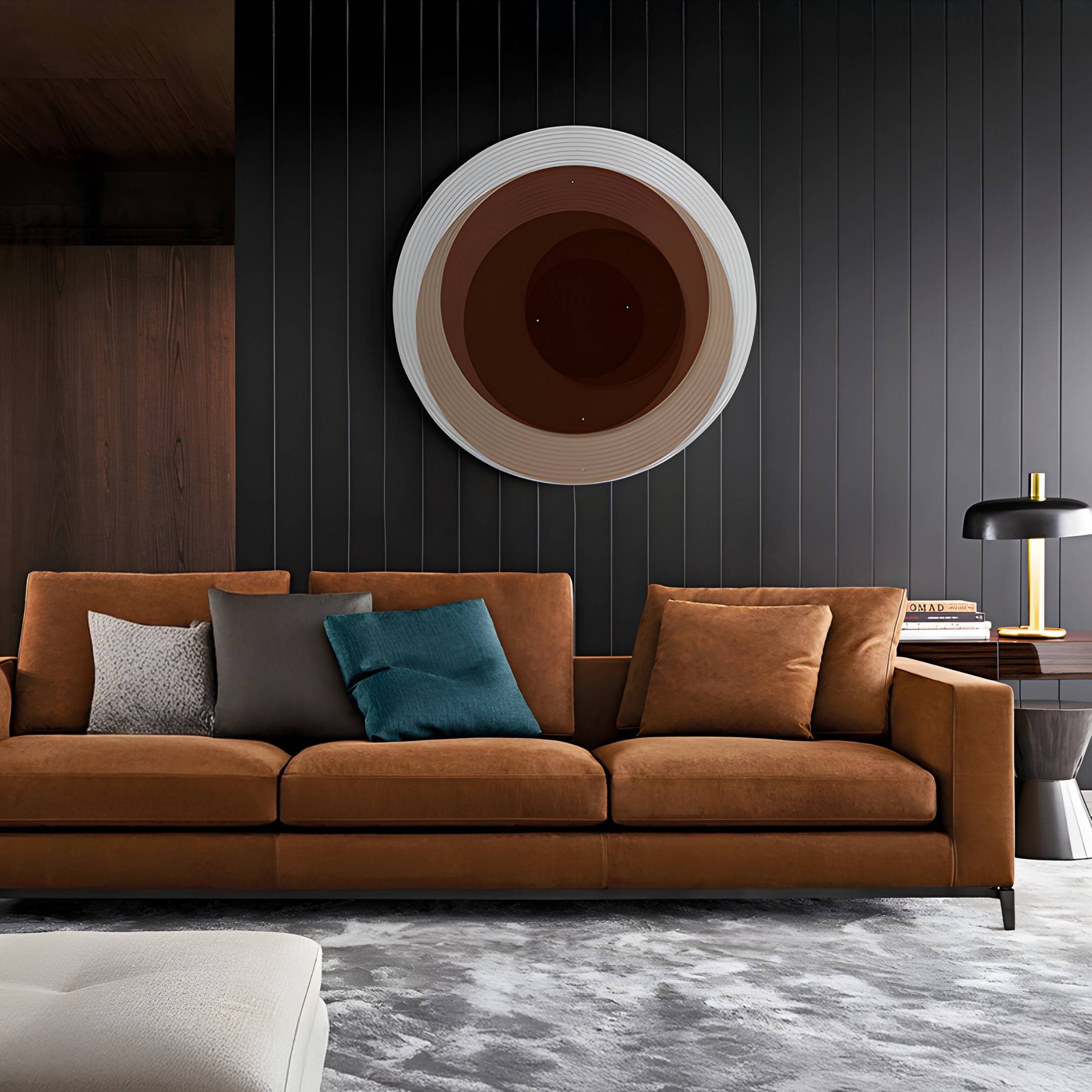 Volyra Deep Brown Disc Wood & Acrylic 3D Wall Art