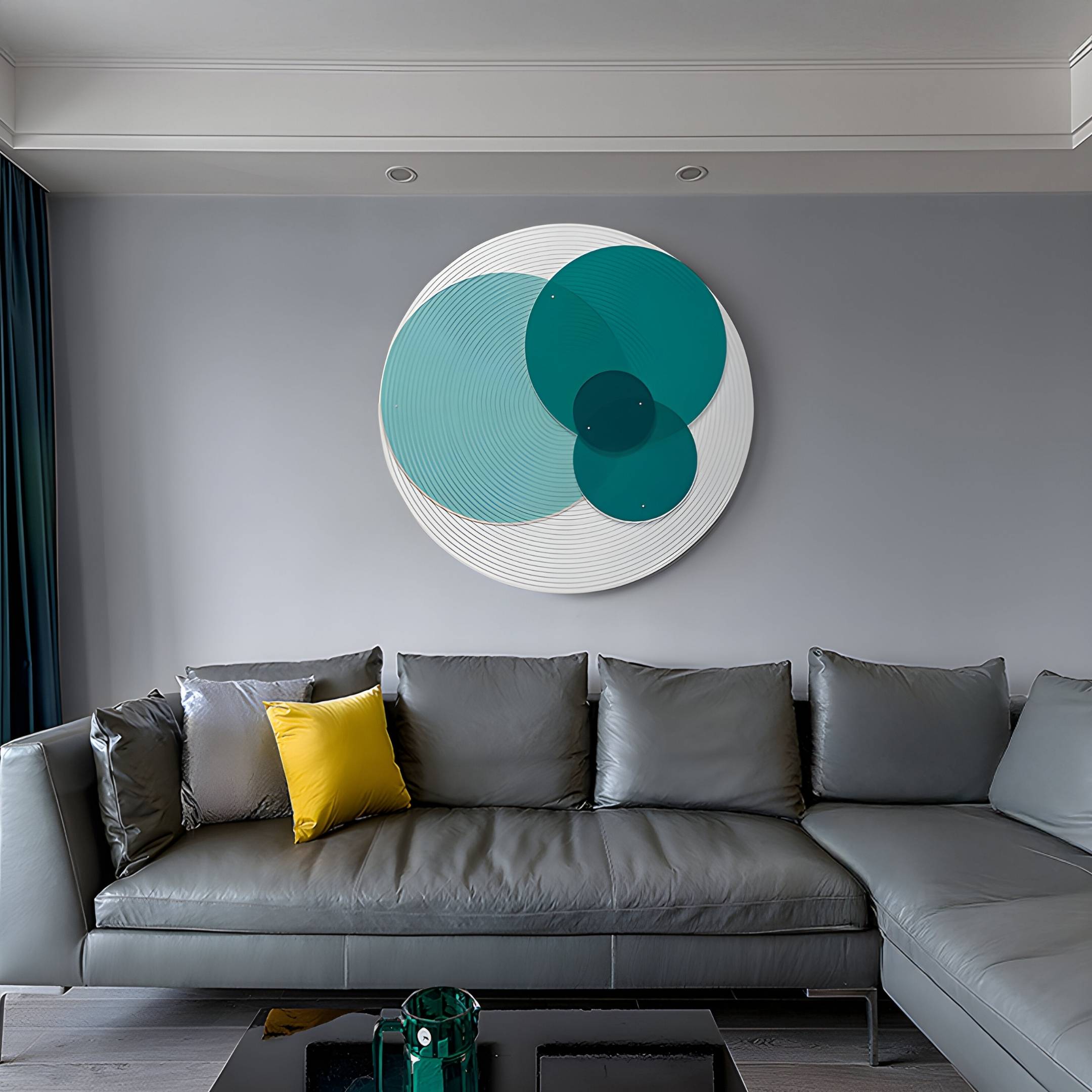 Volyra Teal Trio Disc Wood & Acrylic 3D Wall Art