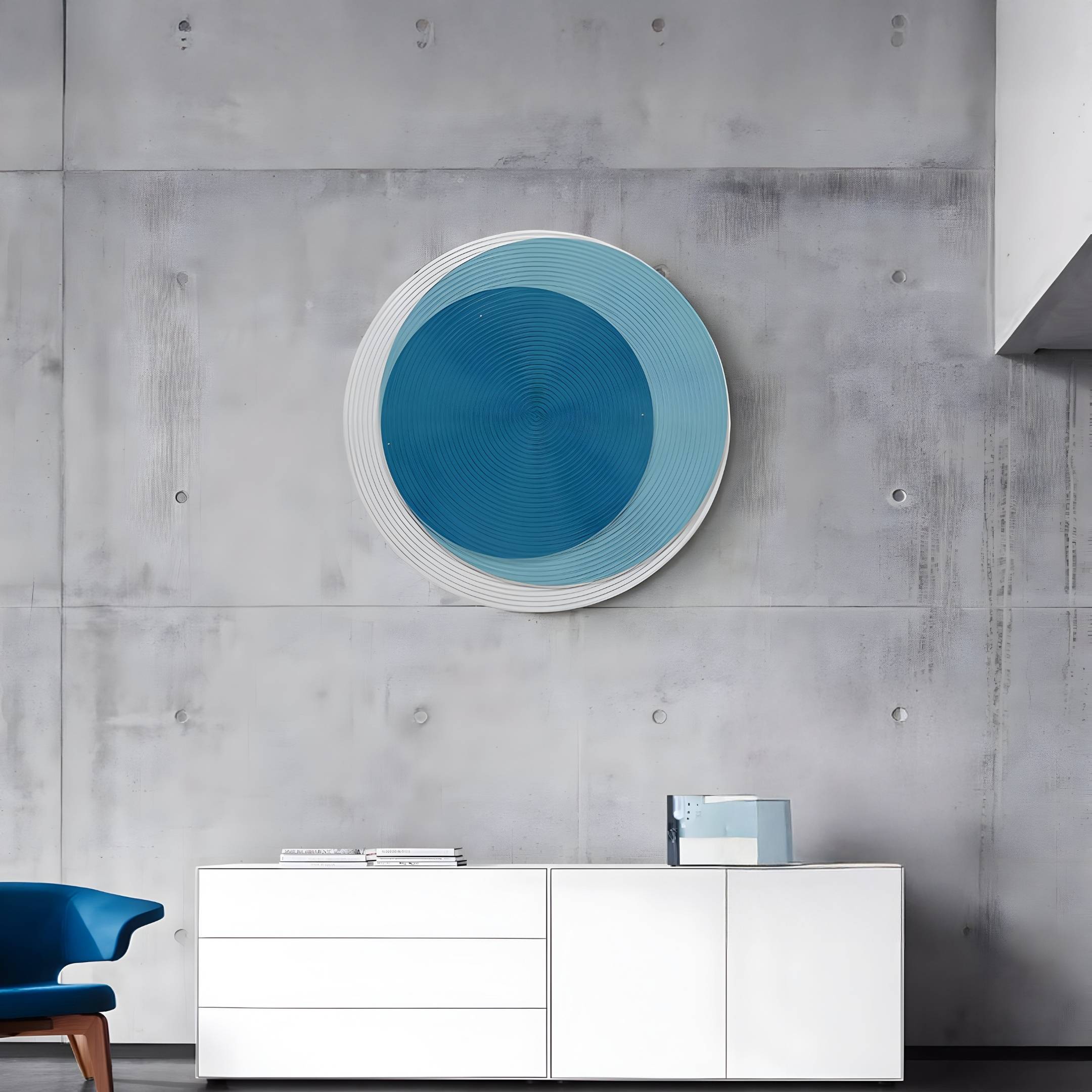 Volyra Sky Blue Disc Wood & Acrylic 3D Wall Art