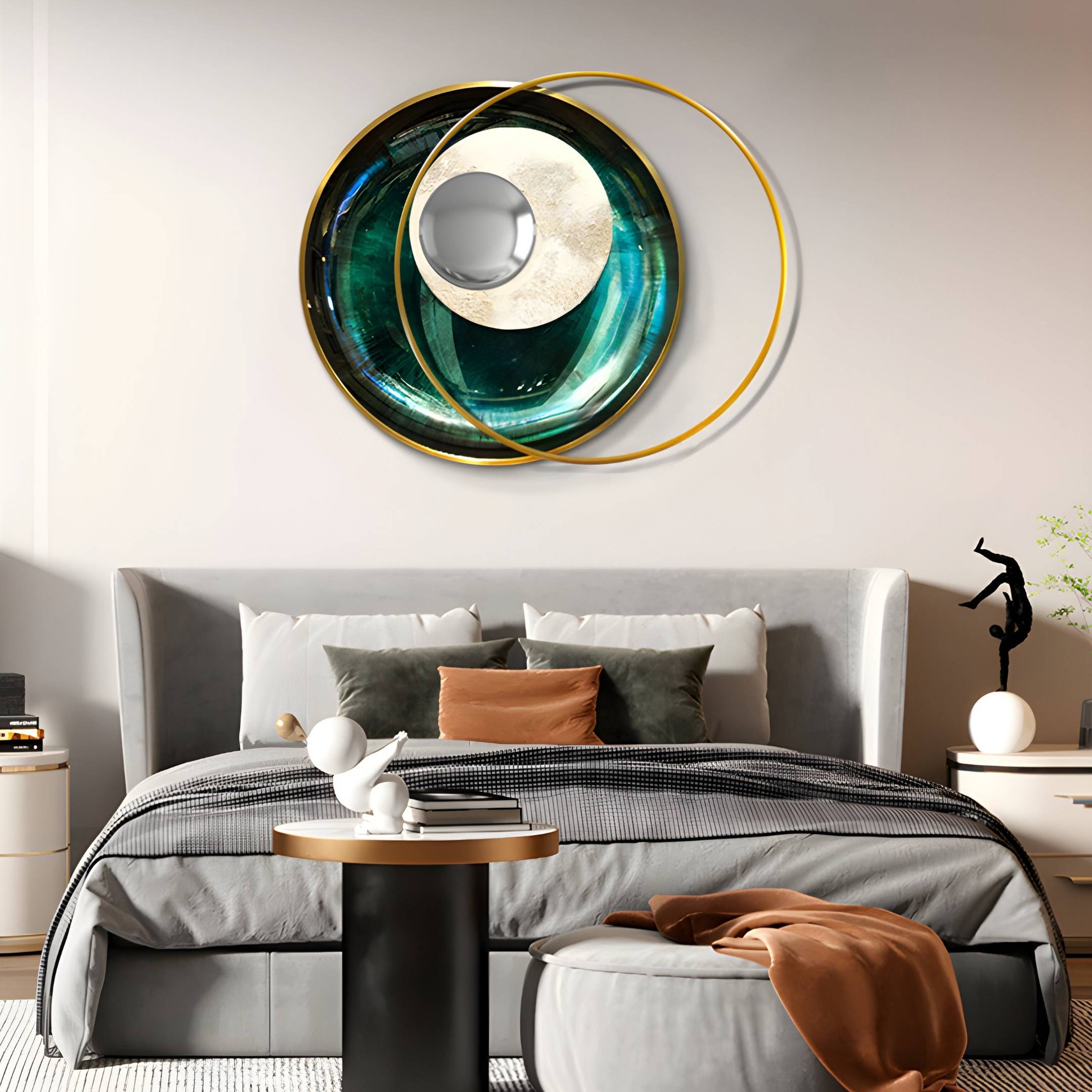 Solvata Emerald Orbit & Metal Ring 3D Wall Art