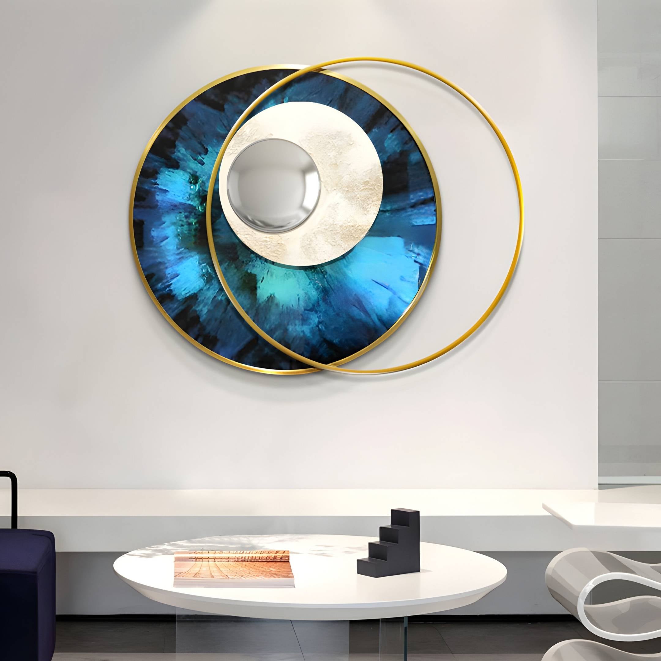 Solvata Cobalt Teal Orbit & Metal Ring 3D Wall Art