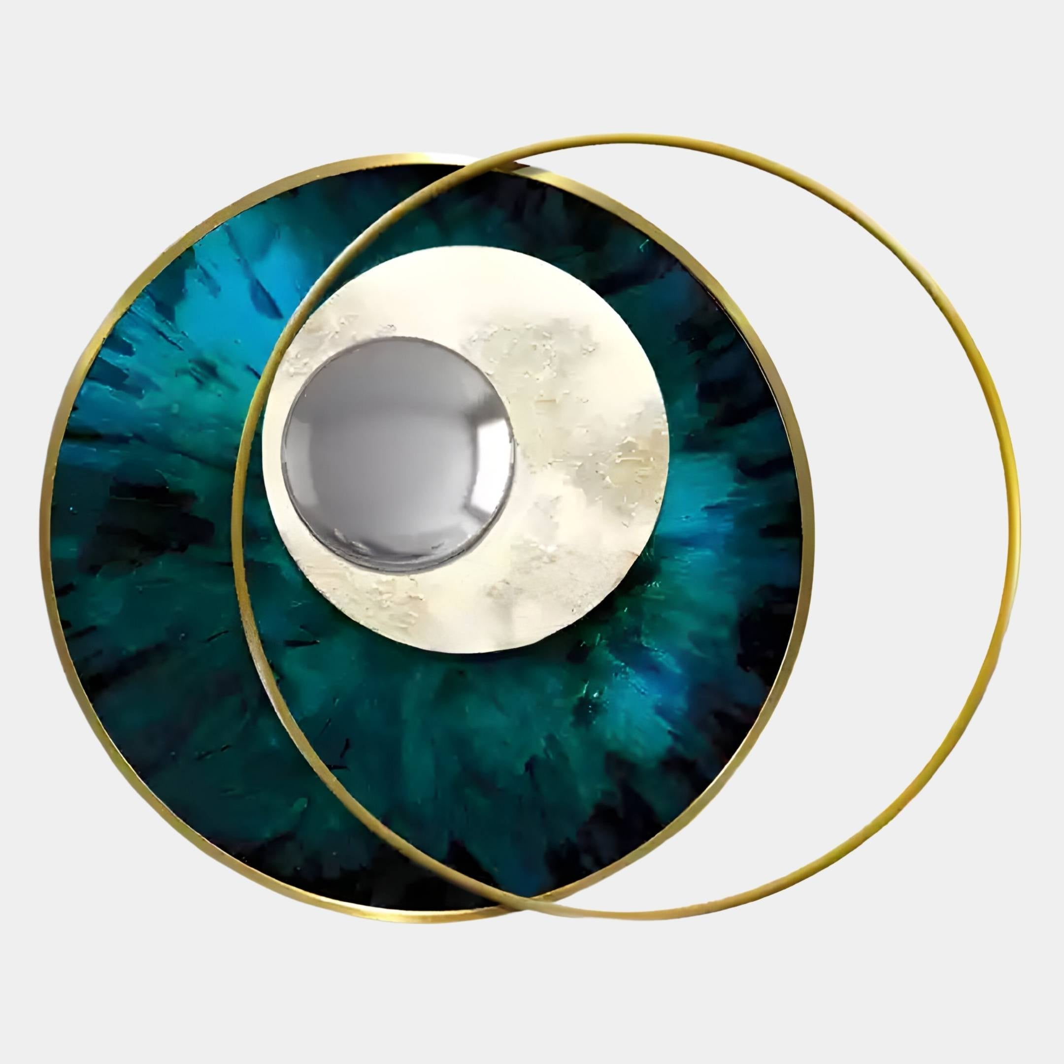 Solvata Deep Teal Orbit & Metal Ring 3D Wall Art
