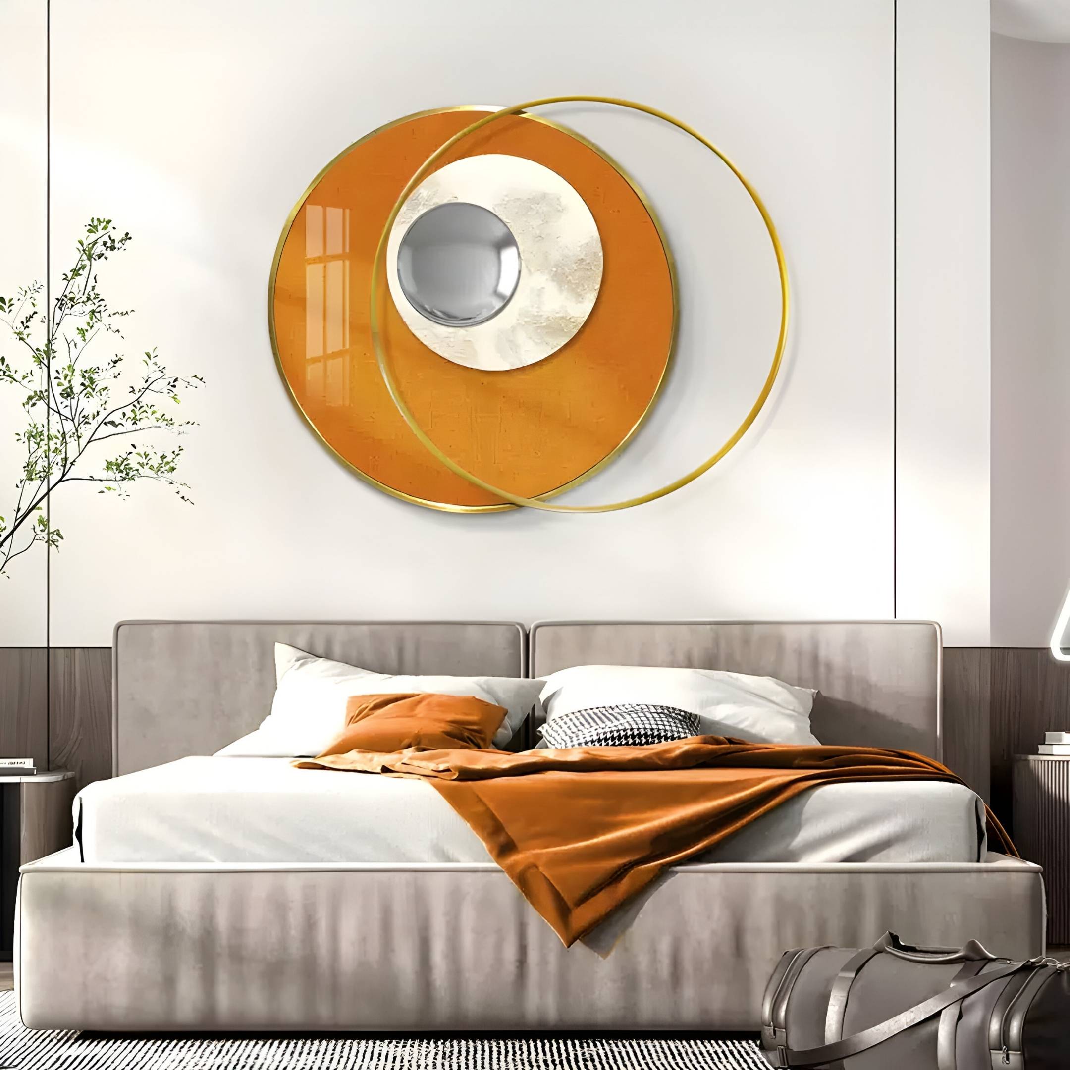 Solvata Sunset Ochre Orbit & Metal Ring 3D Wall Art