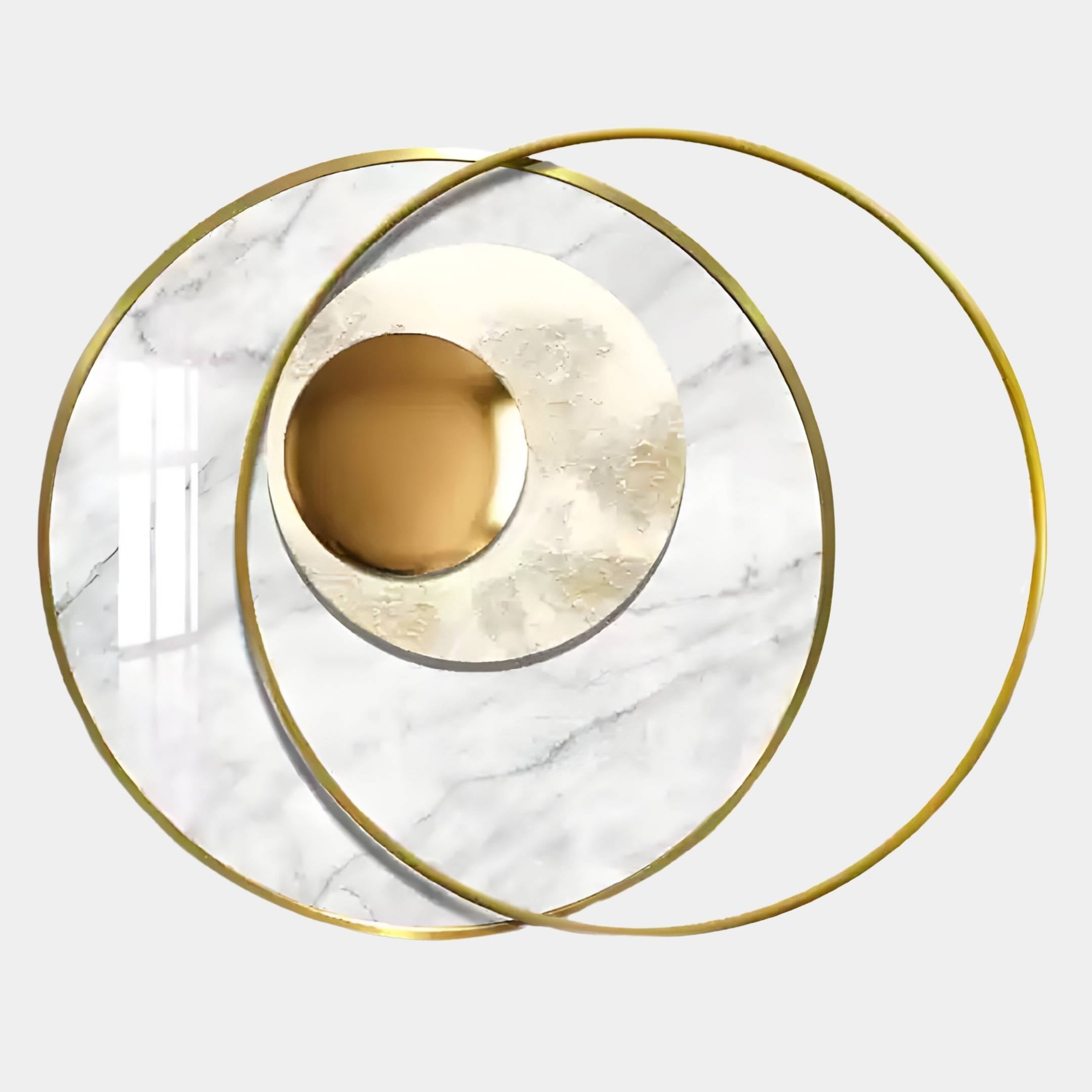 Solvata White Marble Orbit & Metal Ring 3D Wall Art