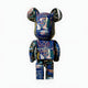 The Abstract Graffiti Bear Sculpture - 70cm by Giant Sculptures is a limited edition resin figure featuring colorful, neo-expressionist graffiti art with faces and words, inspired by Basquiat, shown on a plain white background.