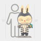 The Giant Sculptures Monsterverse Alien Kaiju Labubu Sculpture, standing 160cm tall, features rabbit ears, a striped body, and bone-like details—a charming fibreglass piece blending animal and alien kaiju themes.