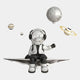 The Silver 3D Dreamer Balloon Astronaut Wall Art by Giant Sculptures features a metallic astronaut with a moon balloon and floating planets—a playful, space-inspired decor piece perfect for any wall.