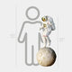 The Giant Sculptures White Space Astronaut Moon Explorer Sculpture stands at 130 cm (4 ft 3 in), contrasting with a 160 cm (5 ft 3 in) person outline, making it ideal for space-themed décor.