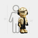 The Celestial Gold Astronaut Beats Sculpture, by Giant Sculptures, is a cosmic-themed figure standing 150 cm tall beside a 160 cm silhouette. It features a shiny gold helmet and jacket, emphasizing its height at 4 ft 11 in.