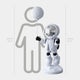 The Nova White Astronaut Moon Balloon Sculpture by Giant Sculptures features a playful, cartoon astronaut with a reflective visor beside a height chart. This 160 cm (5 ft 3 in) resin masterpiece captures imagination and wonder.