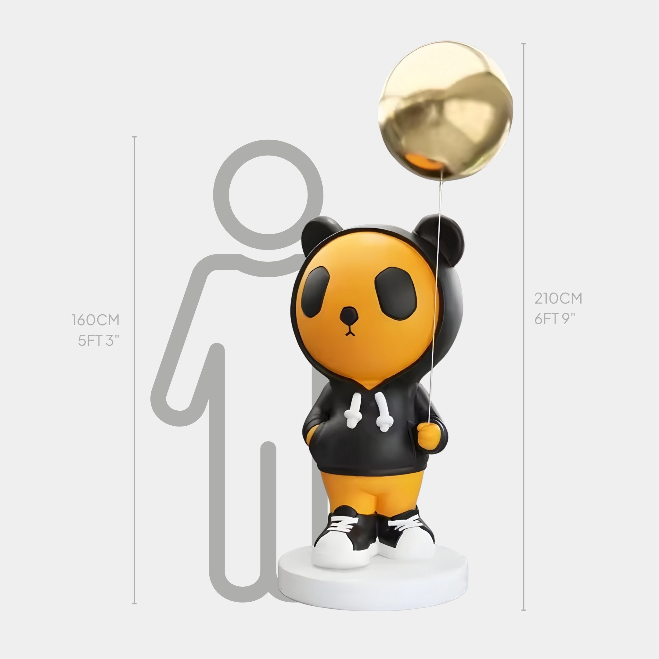 Black & Yellow Panda Pop Balloon Sculpture - 210cm