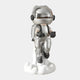 The Lunar Silver Astronaut Lift-Off Mini Figure by Giant Sculptures features a 30cm figure with a reflective visor, black gloves and boots, hovering above a cloud-like base—a modern decorative piece in striking silver.