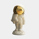 The Cloud White Stardust Moon Astronaut Figure - 33cm by Giant Sculptures is a ceramic piece with a shiny gold visor, standing on a moon-like base and holding a star-shaped object, making it ideal for space enthusiasts seeking celestial décor with detailed white space suit features.