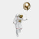 The Giant Sculptures 40cm White 3D Cosmic Lift Balloon Astronaut features an astronaut in a white spacesuit with a shiny gold balloon and visor, floating weightlessly against a plain white background. Ideal for celestial flair in your home decor or wall art collection.