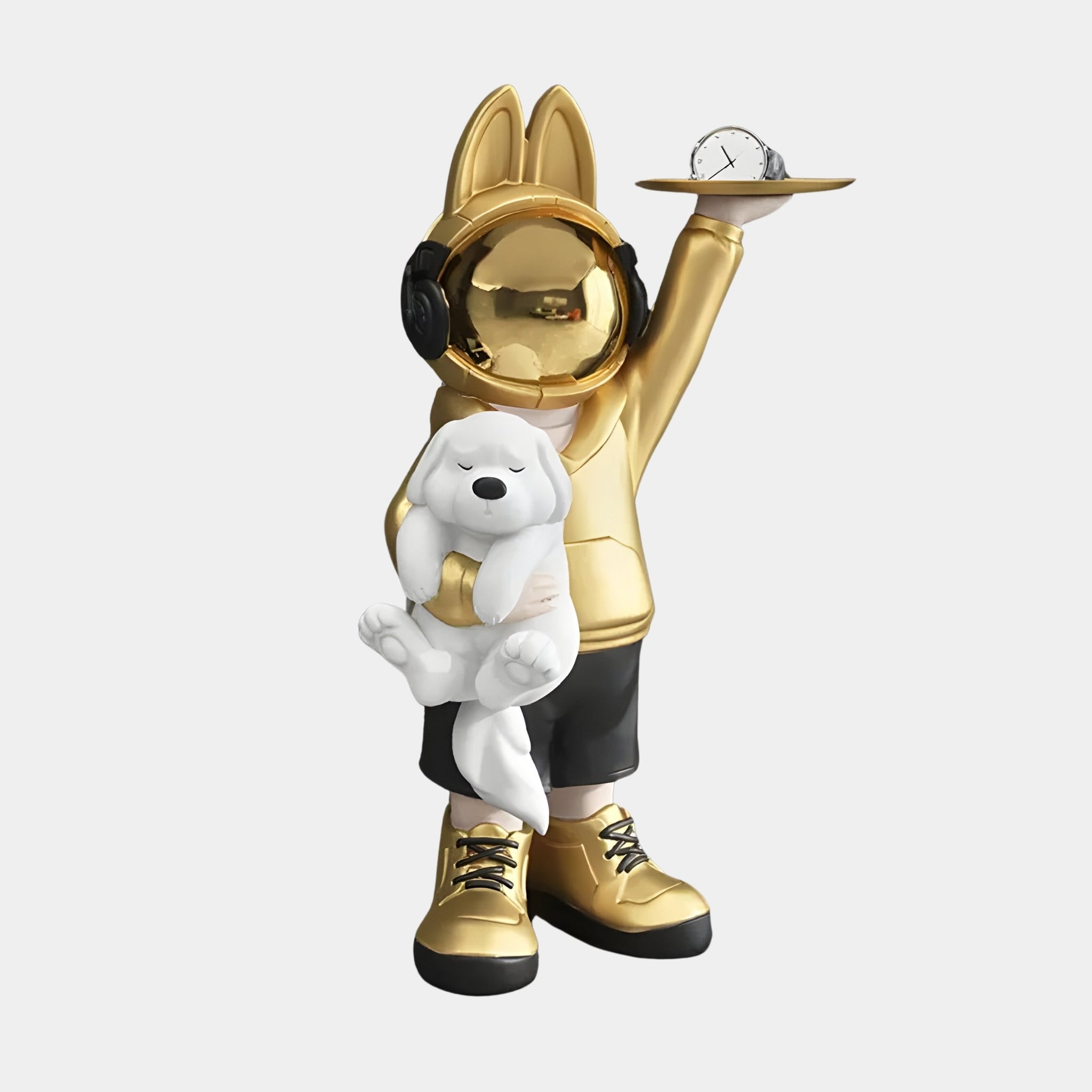 Gold Astronaut Bunny Pup Butler Figure | Giant Sculptures