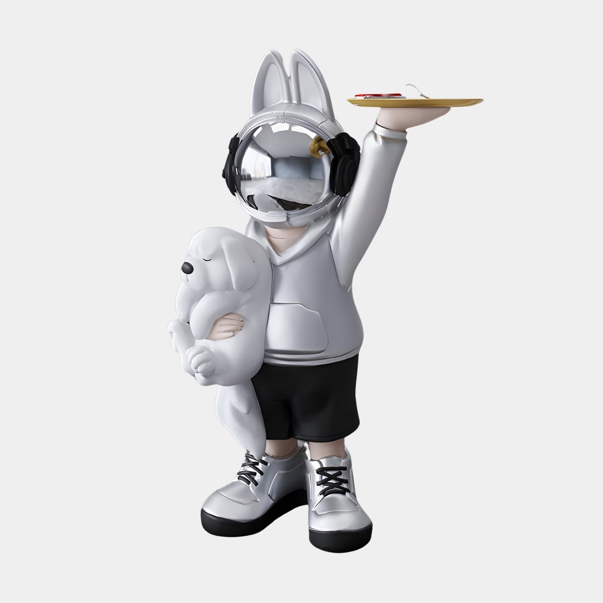 Silver Astronaut Bunny Butler Figure 44cm | Giant Sculptures