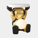 The Giant Sculptures Celestial Gold Astronaut Glow Side Table Figure (50cm) features a gold astronaut holding a glowing orb and round white tabletop, adding an ambient glow and celestial charm to any room.