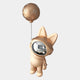 The Rose Gold Astronaut Bunny Balloon 3D Wall Art (70cm) by Giant Sculptures features a whimsical bunny in a spacesuit helmet floating upward holding a moon-shaped balloon, set against a plain light gray background.