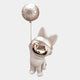 3D illustration of the Chrome Astronaut Bunny Balloon 3D Wall Art by Giant Sculptures—70cm metallic bunny in a space helmet with a moon-shaped balloon, ideal for resin sculpture or wall art, shown against a white background.