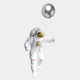 Elevate your space with the White 3D Cosmic Lift Silver Balloon Astronaut Wall Art (58cm) by Giant Sculptures—featuring a white-suited astronaut with gold visor and silver balloon, perfect as cosmic decor on a light gray wall.