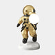 The Celestial Gold Astronaut Ranger Glow Orb Sculpture by Giant Sculptures features a gold astronaut with a glowing orb on a geometric white base. Its reflective helmet and detailed suit add a futuristic touch, while the plain white background enhances its ethereal charm. Height: 80cm.