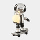 The Giant Sculptures Lunar Silver Skater Astronaut Glow Sculpture (80cm) features a reflective helmet and headphones, riding a skateboard with a glowing orb in hand, set against a plain light gray background.