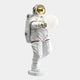 The 90cm White Space Astronaut Glow Orb Sculpture by Giant Sculptures features a white astronaut in a neutral pose, holding a glowing orb while standing on a base. Accented in red and gold with a reflective visor, its an ideal touch switch lamp for cosmic-themed home decor.