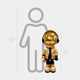 Celestial Gold Astronaut Beats Sculpture by Giant Sculptures shown at 100cm beside a 160cm human silhouette for scale, in gold and black with headphones.