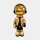 Celestial Gold Astronaut Beats Sculpture by Giant Sculptures, 70cm resin figure with mirrored gold helmet, gold jacket, black headphones, gloves and boots.