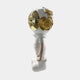 The Giant Sculptures Cosmic White Astronaut Buddy Sculpture (70cm) features a toy figure with a large gold and white helmet, oversized feet, and minimalist design—ideal as futuristic home décor on any plain, light background.
