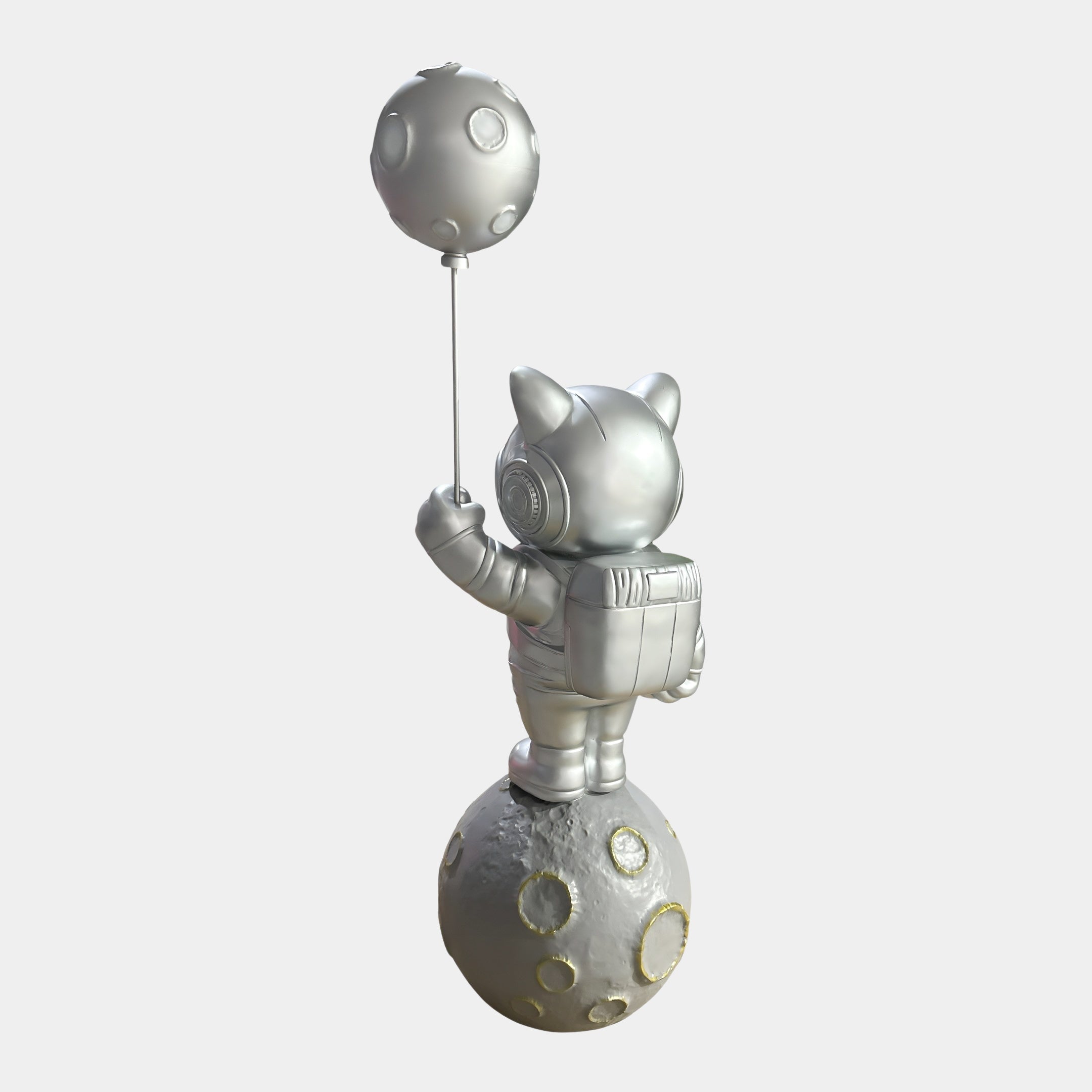 Cosmic Chrome Astronaut Kitty Moon Balloon Sculpture - 150cm