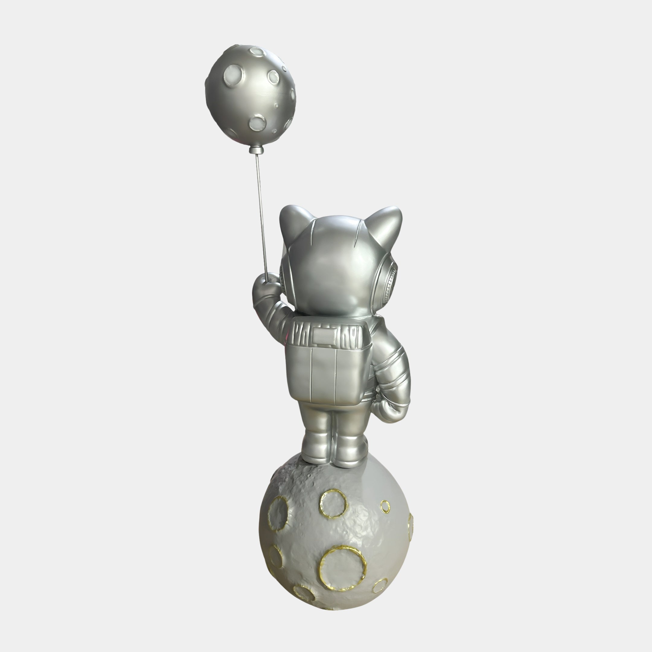 Cosmic Chrome Astronaut Kitty Moon Balloon Sculpture - 150cm