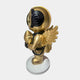 The Celestial Gold Astronaut Angel Rocket Sculpture by Giant Sculptures stands 75cm tall, featuring a gold astronaut with angel wings on a white base—perfect celestial decor for a striking, space-inspired accent.
