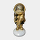 The Celestial Gold Astronaut Angel Rocket Sculpture - 75cm by Giant Sculptures stands on a white base with a reflective helmet, making it an eye-catching celestial decoration for any space enthusiast.