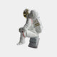 The Nova White Astronaut Thinker Figure by Giant Sculptures is a 43cm resin ornament with a gold-visored white suit, seated thoughtfully on a gray base—ideal cosmic home decor.