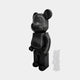 Side angle view of 165cm Black Stone Bear Sculpture, luxury resin bear statue with black marble finish, modern art sculpture.